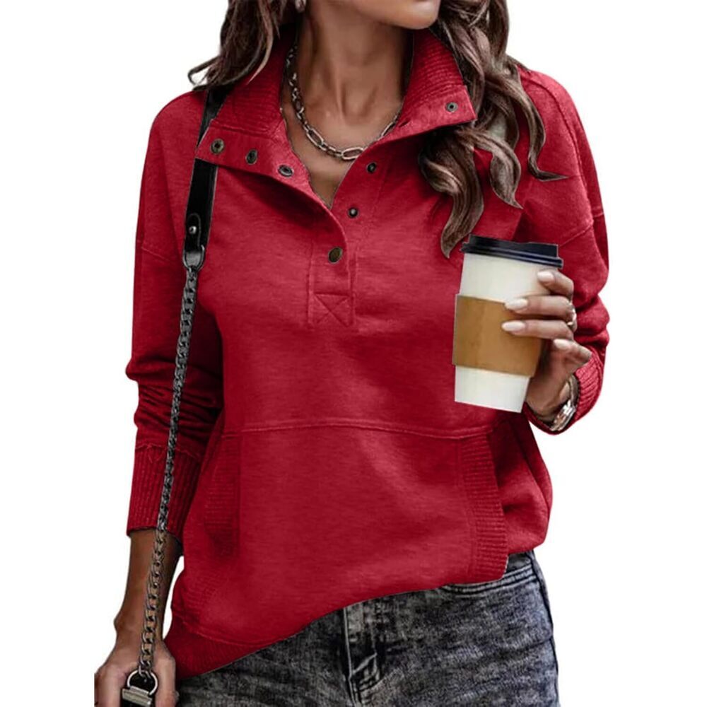 BRAND NEW SHEWIN Casual Long Sleeve Sweatshirt with Button & Drawstring